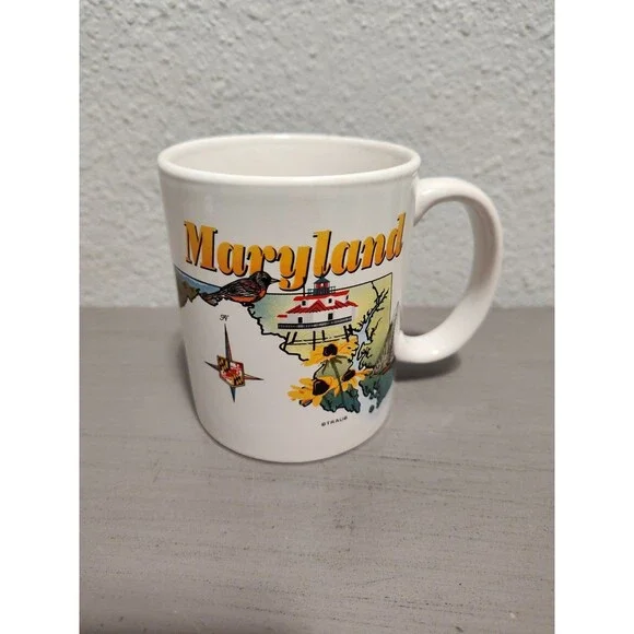Vintage Maryland Souvenir Coffee Mug State Map Landmarks Travel Gift Cup USA - Picture 7 of 7